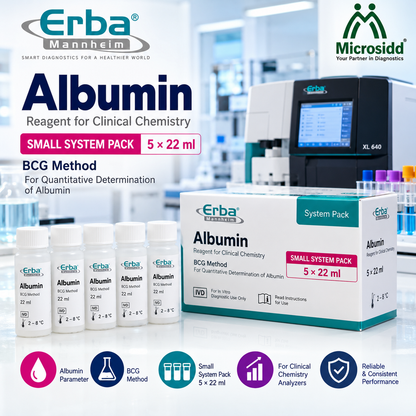 Erba Albumin small system pack 5 x 22 ml BCG method professional clinical chemistry reagent