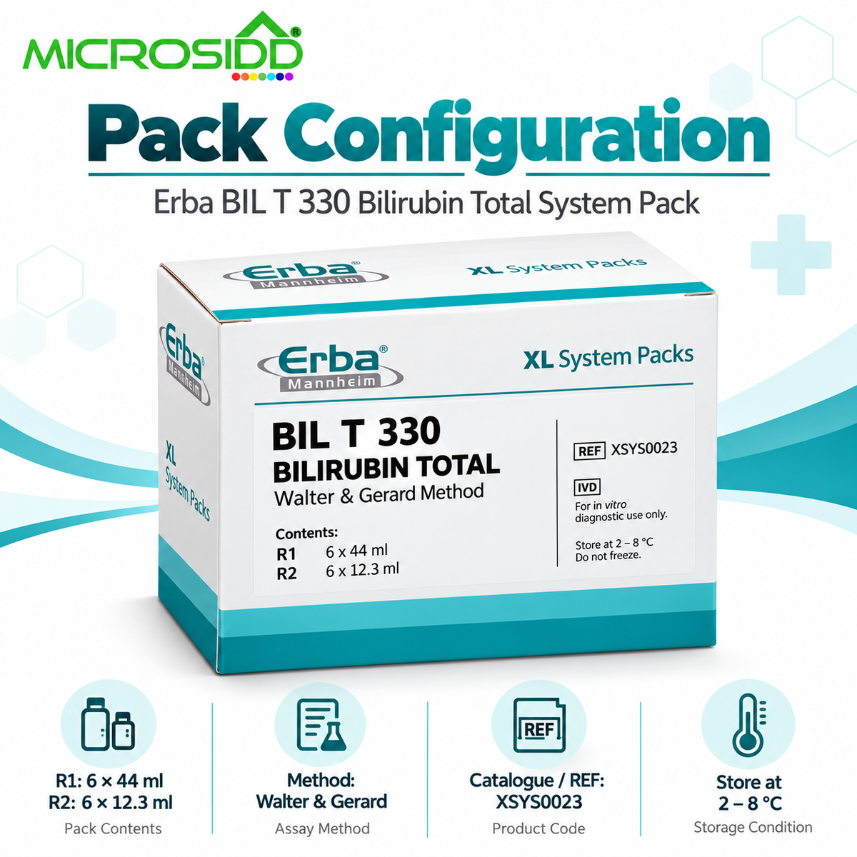 Erba BIL T 330 Bilirubin Total Reagent System Pack Walter Gerard method for Erba XL analyser