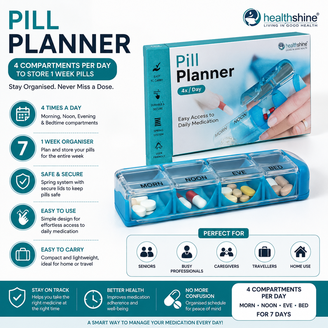 Pill Planner 4X Per Day – 7 Day Weekly Medicine Organizer