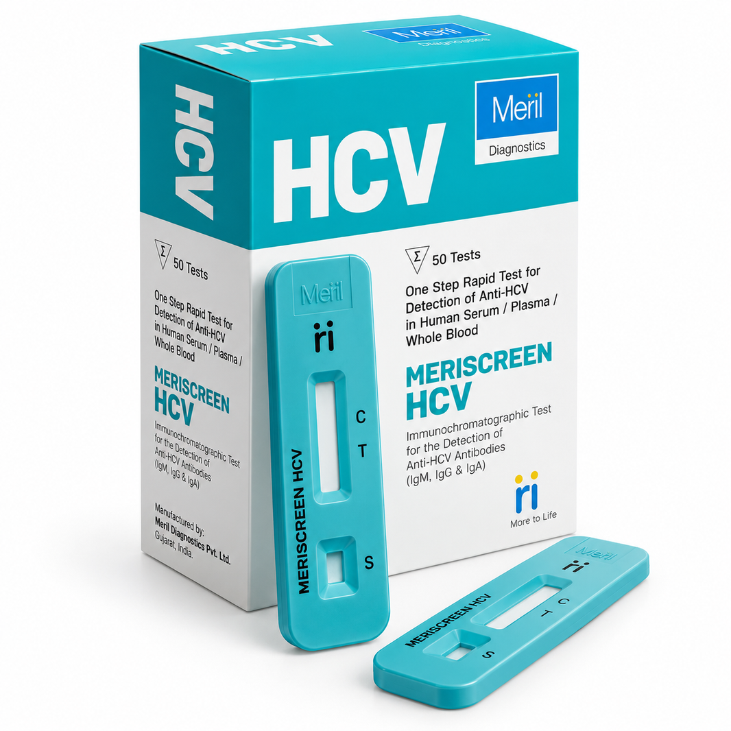 Meril MERISCREEN HCV Rapid Test Kit 50 Tests for Hepatitis C Antibody Detection