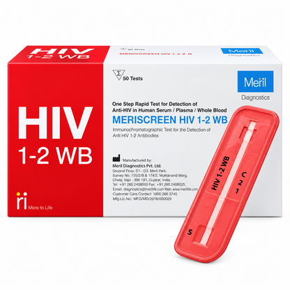 Meril MERISCREEN HIV 1-2 WB 50 Test HIV 1 and HIV 2 Antibody Rapid Test Kit