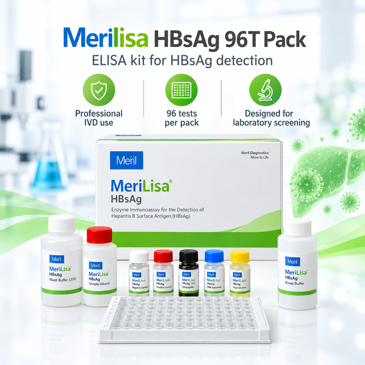 Meril MeriLisa HBsAg ELISA 96 Tests | Microsidd