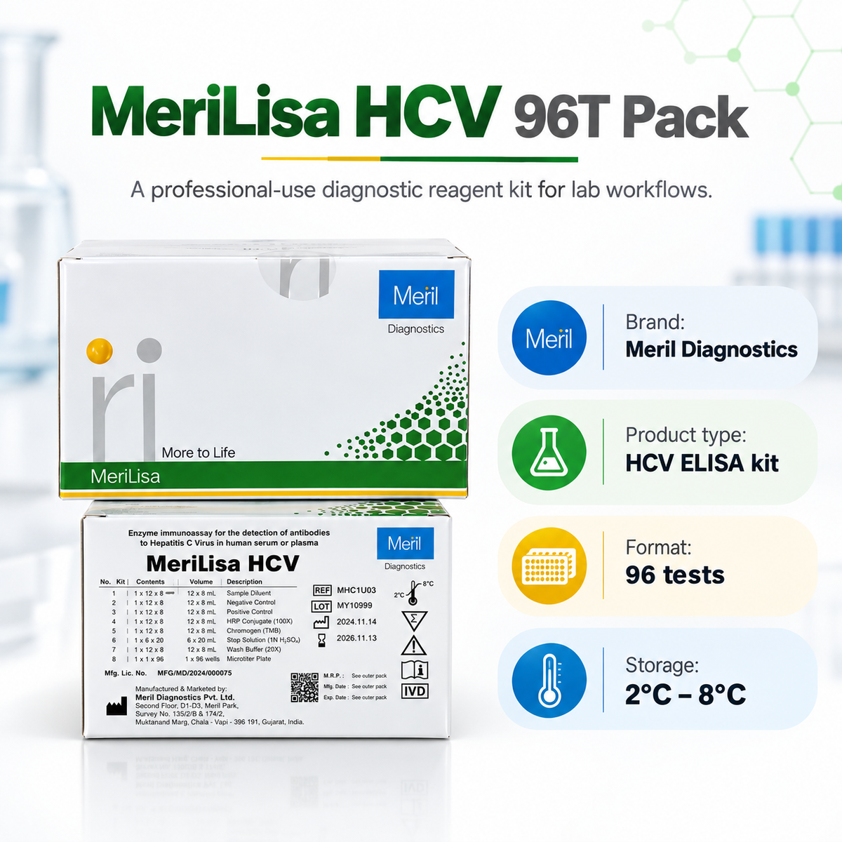 Meril MeriLisa HCV ELISA 3.0 96 Tests | Microsidd