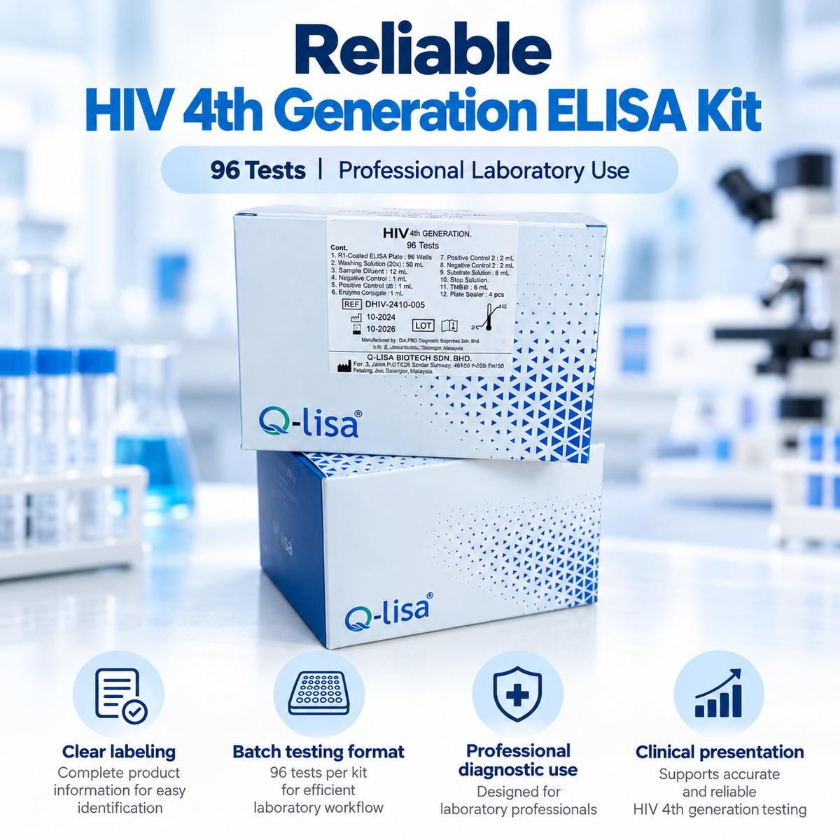 Meril MeriLisa HIV 1-2 Gen 3 ELISA 96 Tests Microsidd