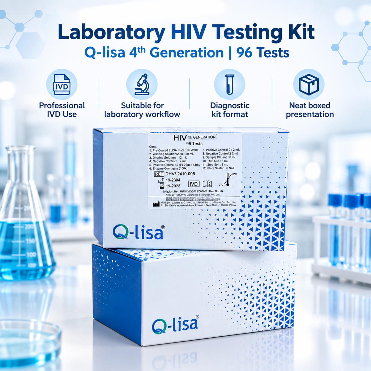 Meril MeriLisa HIV 1-2 Gen 3 ELISA 96 Tests Microsidd