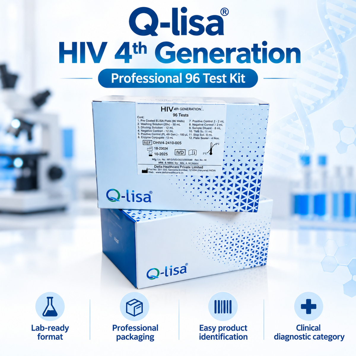 Meril MeriLisa HIV 1-2 Gen 3 ELISA 96 Tests Microsidd