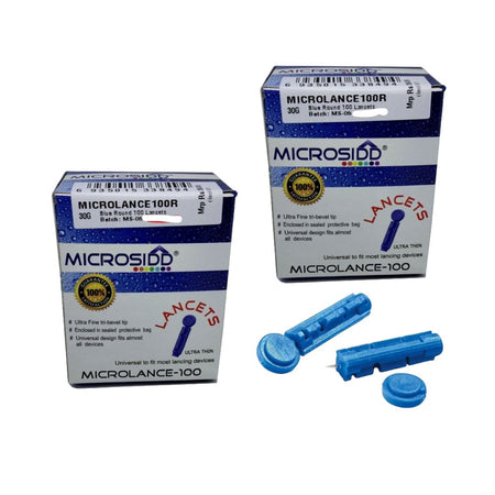 MICROLANCE-200R, Round blue glucometer lancets compatible with Oncall plus Dr Morepen Accusure Omron