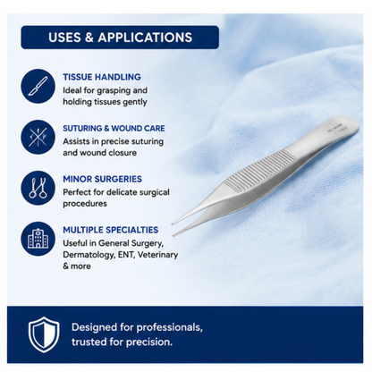 Microsidd Adson Forceps 4.75 Inch Toothed | Stainless Steel Tissue Forceps