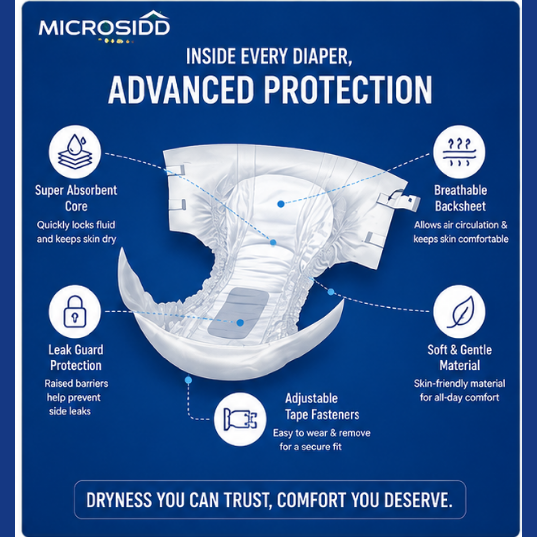 Microsidd adult incontinence diapers for elderly and bedridden patient care
