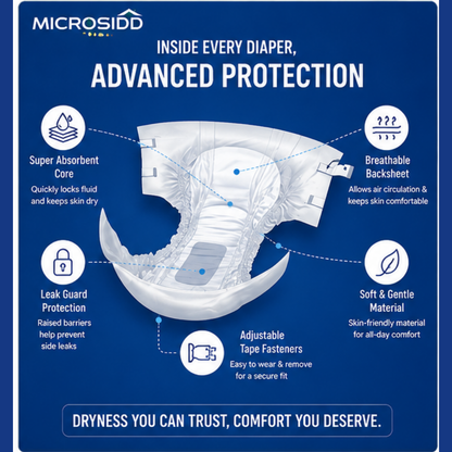Microsidd adult incontinence diapers for elderly and bedridden patient care