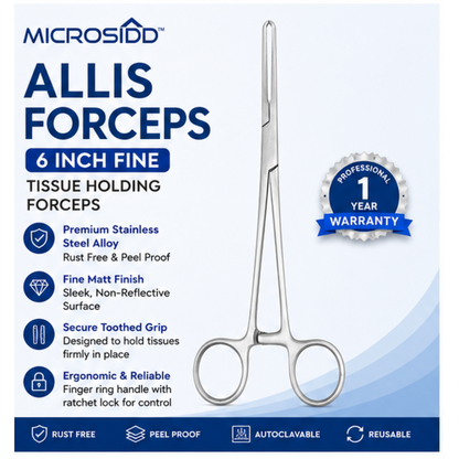 Microsidd Allis Tissue Forceps 6 inch product features