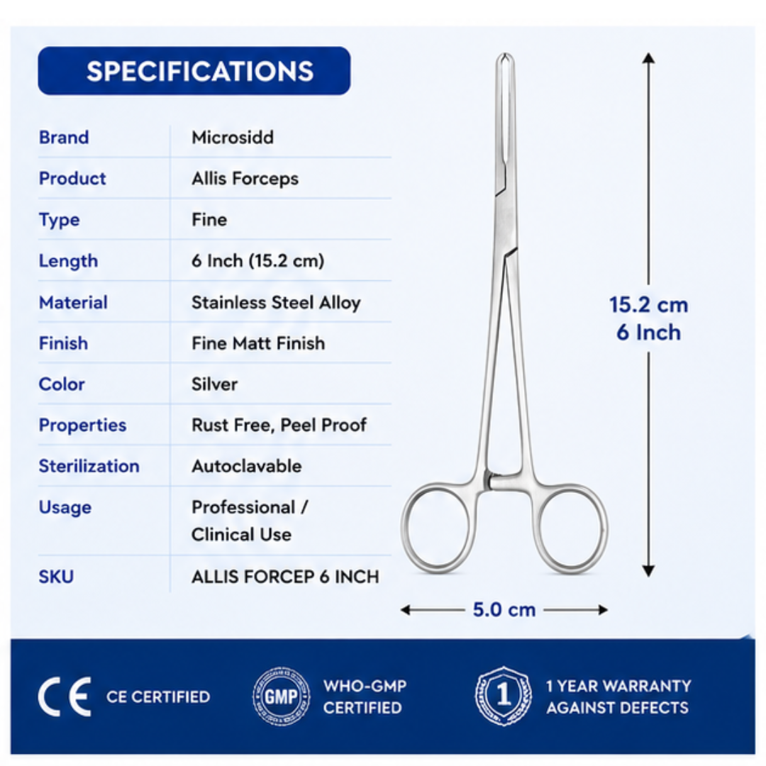 6 inch stainless steel Allis Forceps specifications