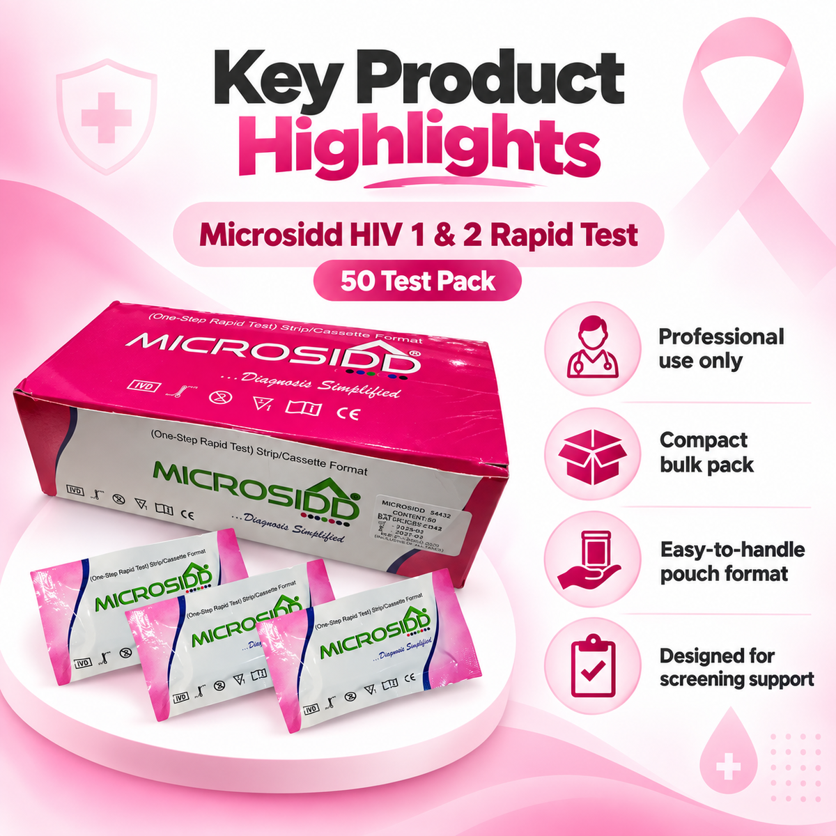 Microsidd HIV 1 & 2 Rapid Test Kit – 50 Tests