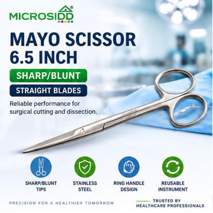 Mayo Scissor 6.5 Inch Sharp/Blunt | Microsidd