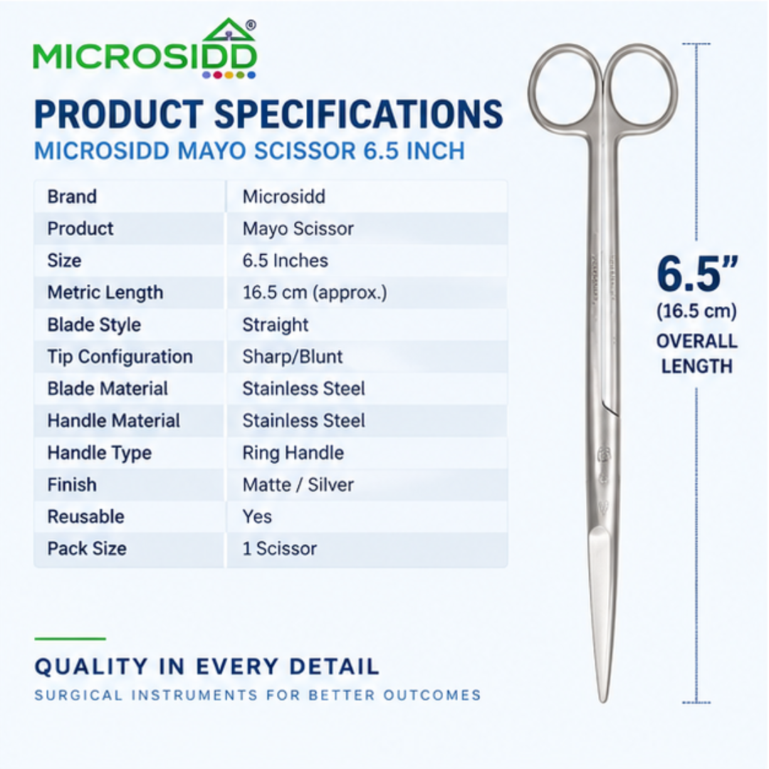 Mayo Scissor 6.5 Inch Sharp/Blunt | Microsidd