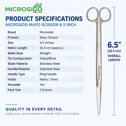 Mayo Scissor 6.5 Inch Sharp/Blunt | Microsidd