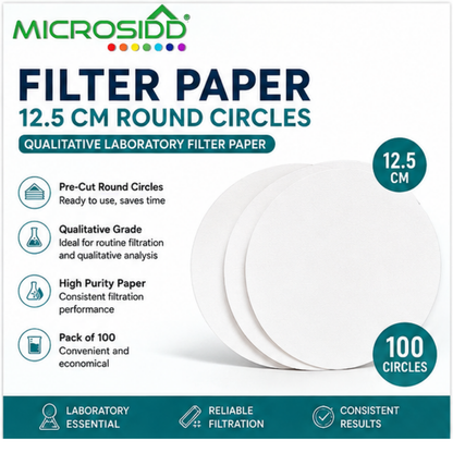 Microsidd laboratory filter paper 12.5 cm round circles for qualitative filtration
