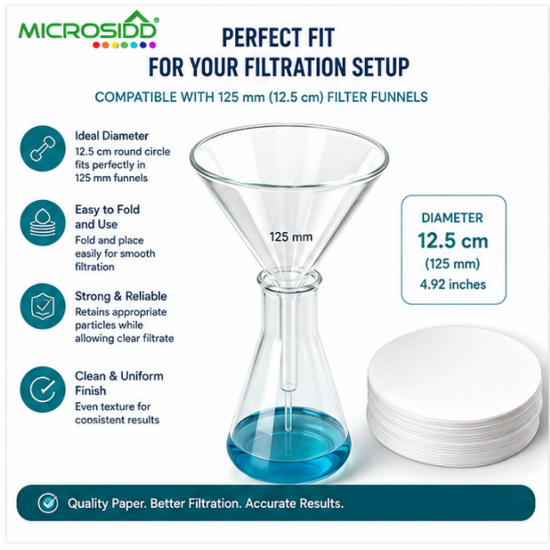 filter paper 100 circles, round filter paper, laboratory filtration paper, qualitative laboratory filter paper, filter paper for laboratory, filter paper for glass funnel, 125mm filter paper, 4.92 inch filter paper