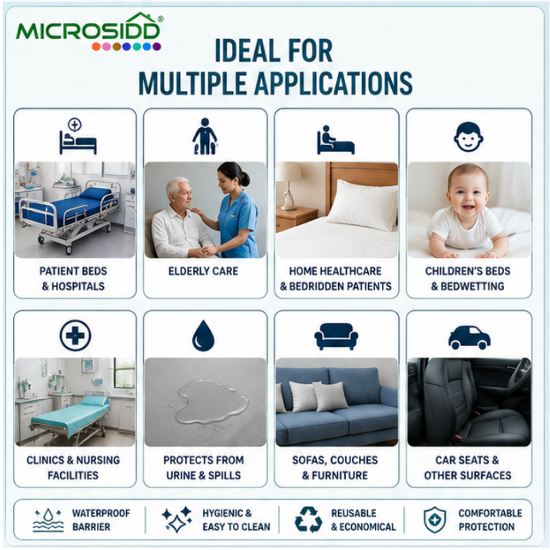 Waterproof rubber sheet multiple applications for patient bed elderly care and mattress protection by Microsidd