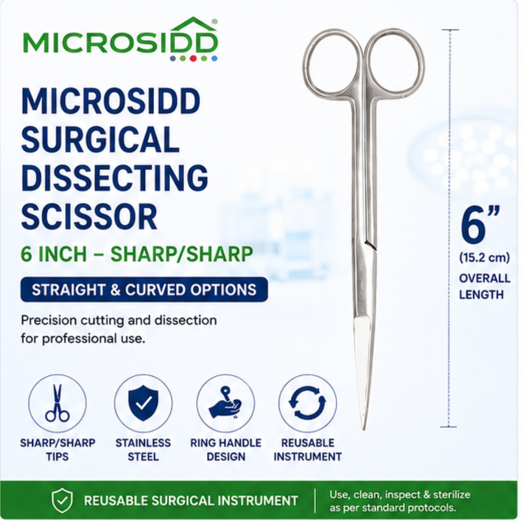 Microsidd Surgical Dissecting Scissor 6 Inch – Sharp/Sharp, Straight & Curved