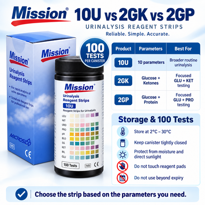 Mission 10U Urinalysis Reagent Strips | 10 Parameter Urine Test Strips | 100 Tests
