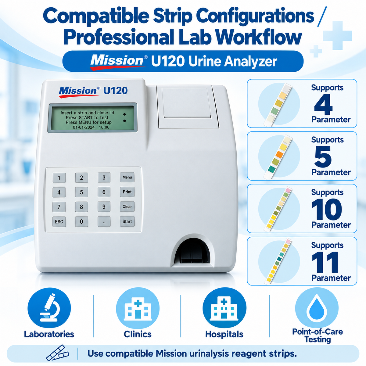 Mission U120 Urine Analyzer | Semi-Automated Urinalysis Analyzer | Up to 120 Tests/Hour