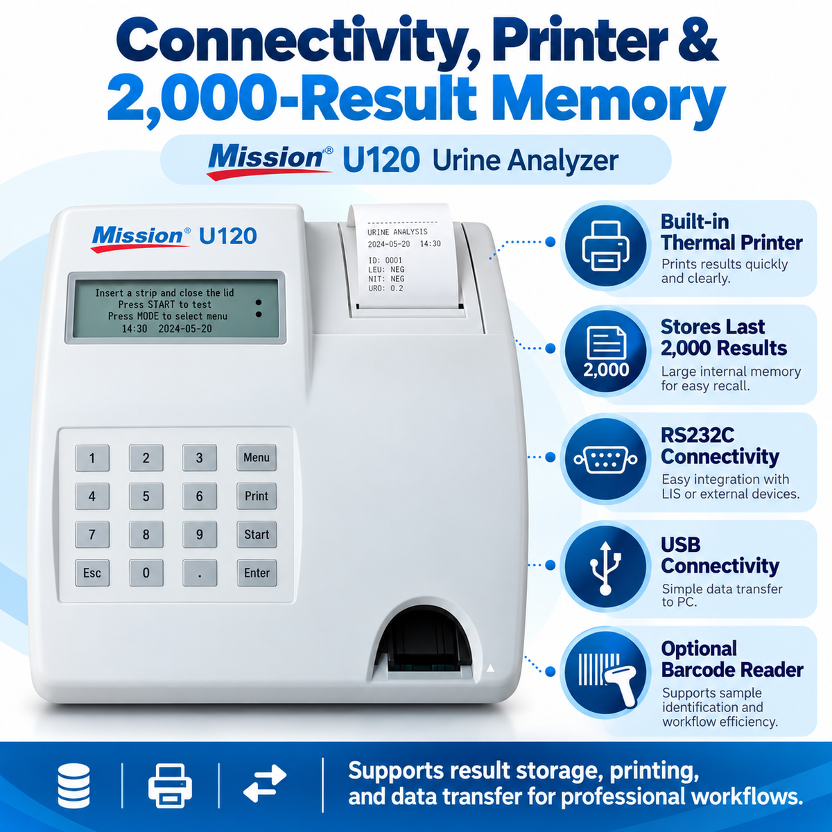Mission U120 Urine Analyzer | Semi-Automated Urinalysis Analyzer | Up to 120 Tests/Hour