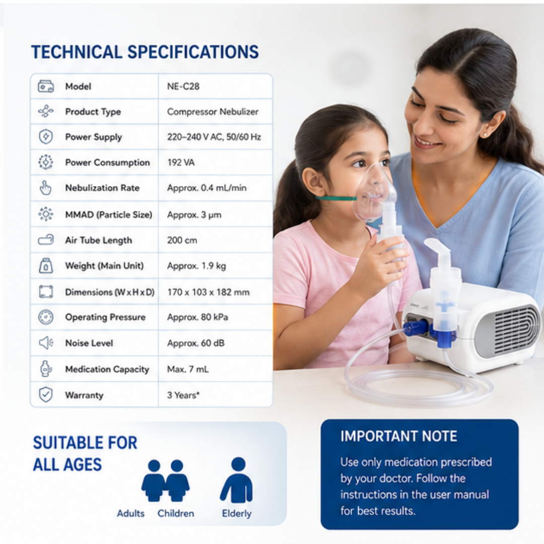 Omron NE-C28 compressor nebulizer machine for home use