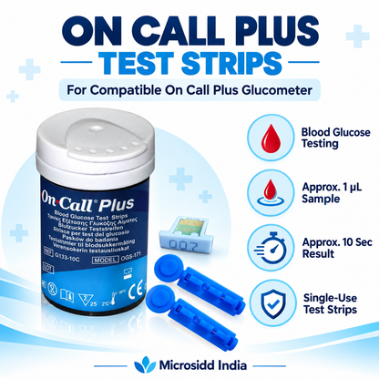 On Call Plus blood glucose test strips 10 pack for compatible On Call Plus glucometer
