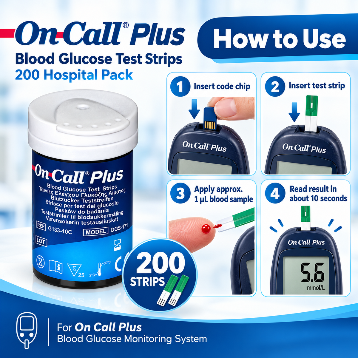 On Call Plus code chip blood glucose test strip coding guide