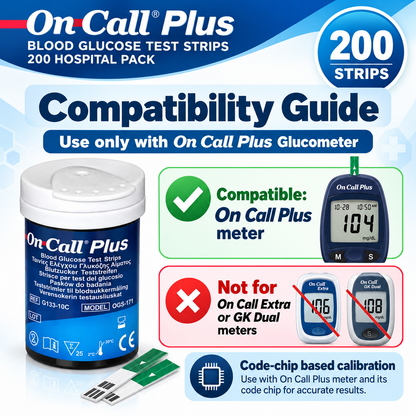 On Call Plus test strips compatible with On Call Plus glucometer