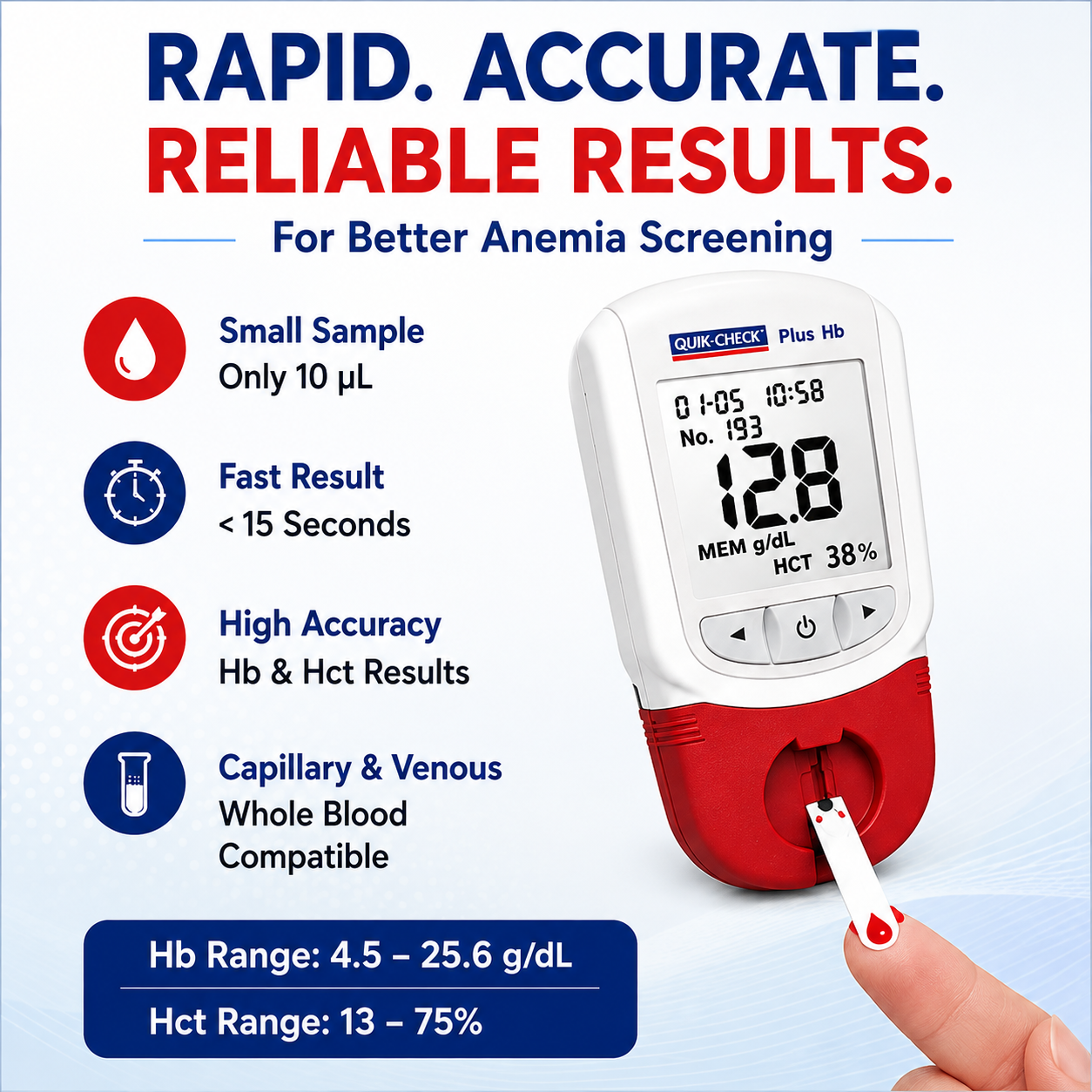 Quikchek Plus Hb Meter with 50 Strips