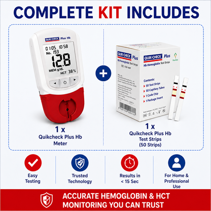 Quikchek Plus Hb Meter with 50 Strips