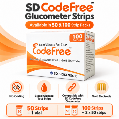 SD CodeFree strips compatible with SD CodeFree glucometer