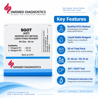 SGOT (AST) Liquid Stable Reagent Kit 50 ml – Modified IFCC Kinetic Method