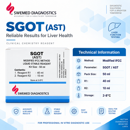 SGOT (AST) Liquid Stable Reagent Kit 50 ml – Modified IFCC Kinetic Method