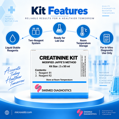Swemed Creatinine Reagent 2x50ml Modified Jaffe Method Microsidd