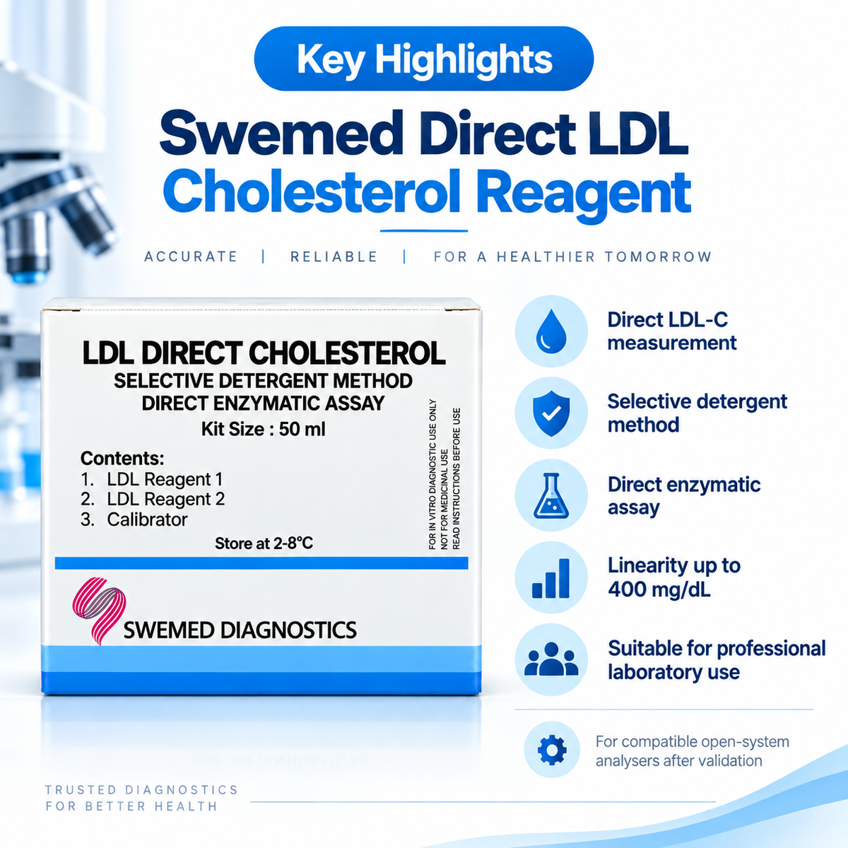 Swemed Direct LDL Cholesterol Reagent 50ml Direct Enzymatic Microsidd