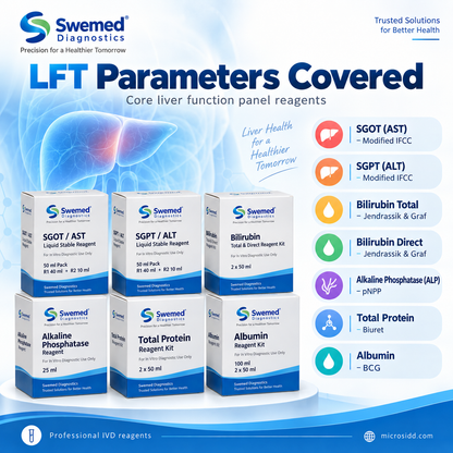 Swemed LFT Reagent Combo SGOT SGPT Bilirubin ALP Protein Albumin 1