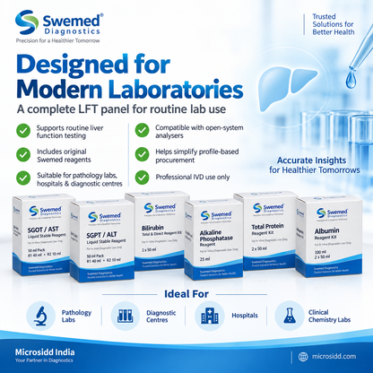 Swemed LFT Reagent Combo SGOT SGPT Bilirubin ALP Protein Albumin 1
