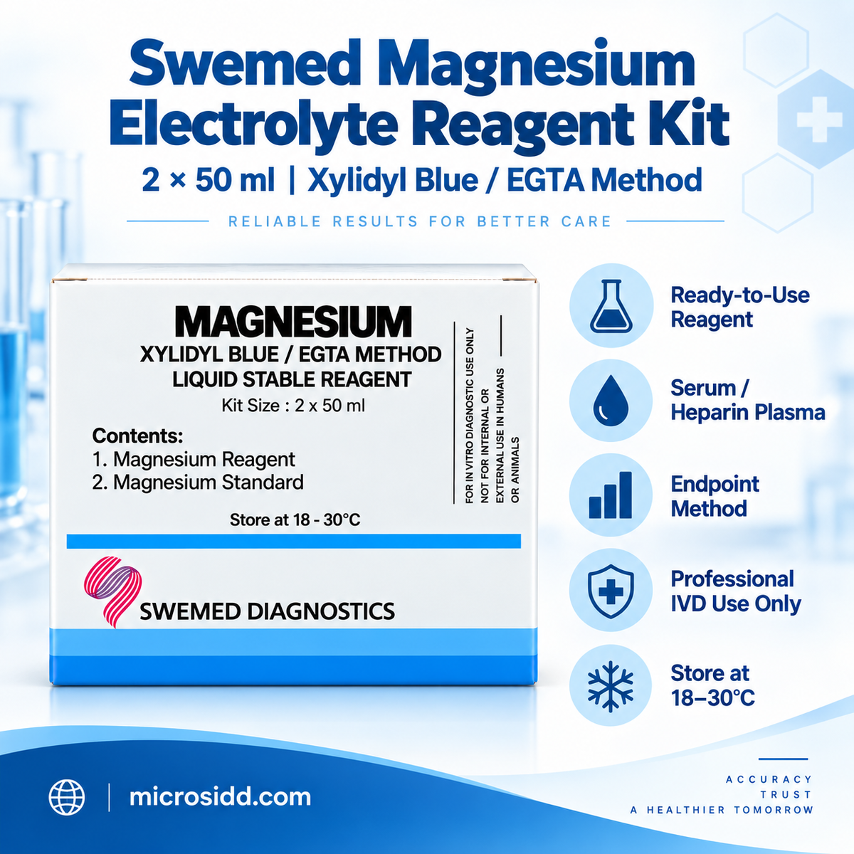 Swemed Magnesium Reagent 2x50ml Xylidyl Blue Method Microsidd