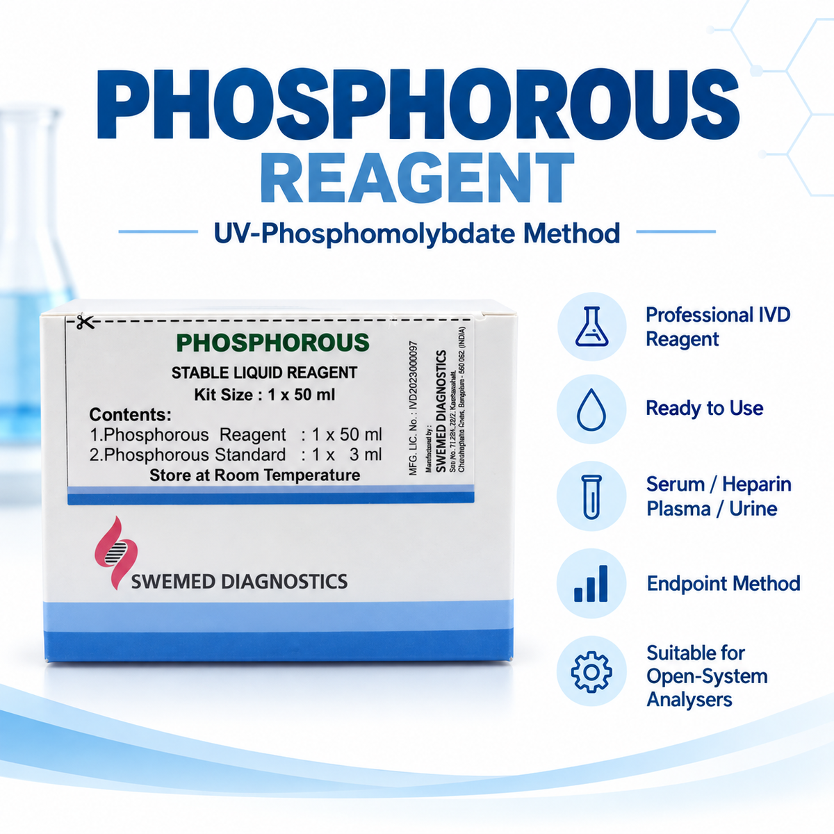 Swemed Phosphorus Reagent 2x50ml | UV Molybdate Method | Microsidd