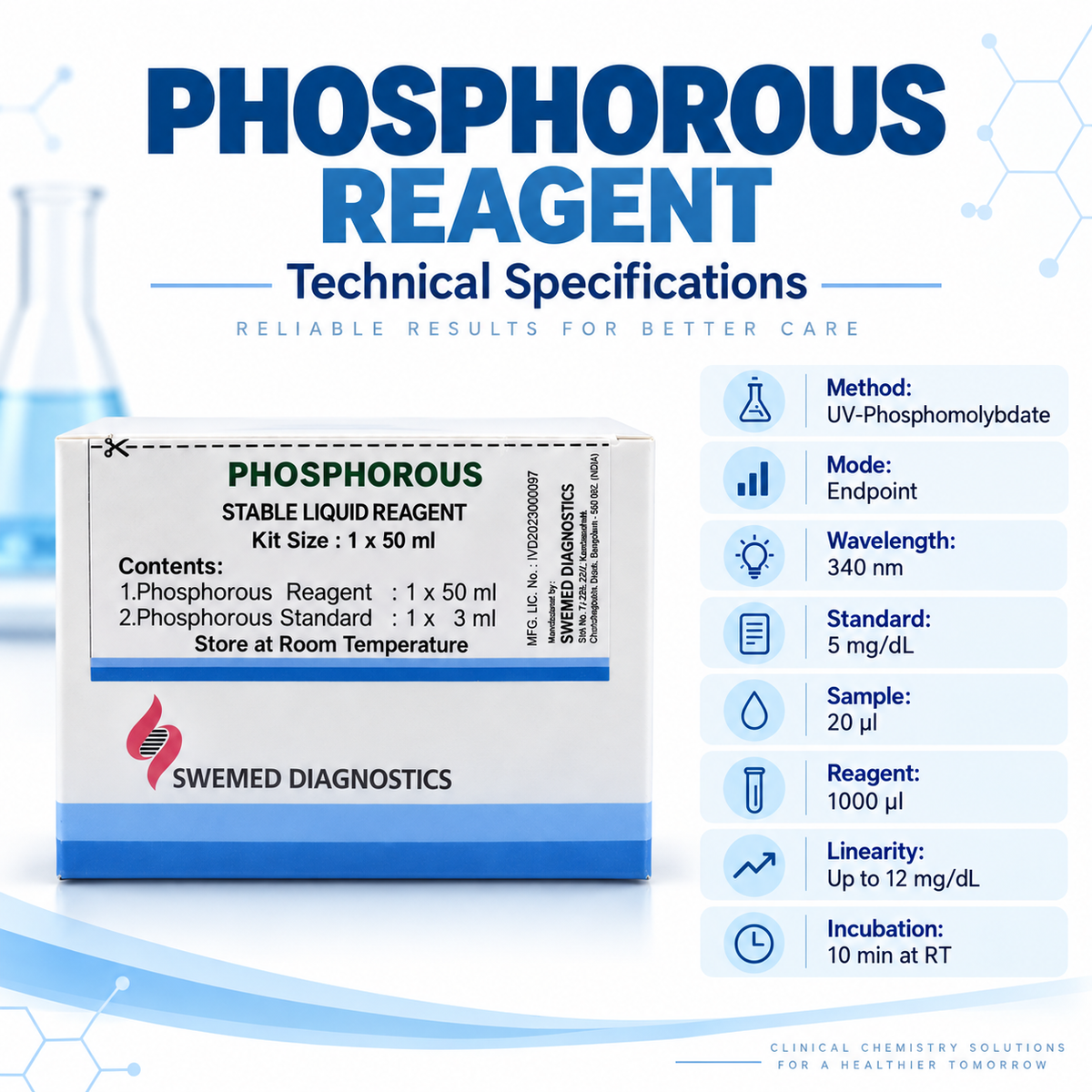 Swemed Phosphorus Reagent 2x50ml | UV Molybdate Method | Microsidd
