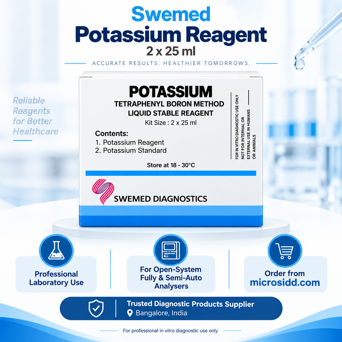 Swemed Potassium Reagent 2x25ml Electrolyte Kit Microsidd