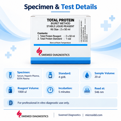 Swemed Total Protein Reagent 2x50ml Biuret Method Microsidd