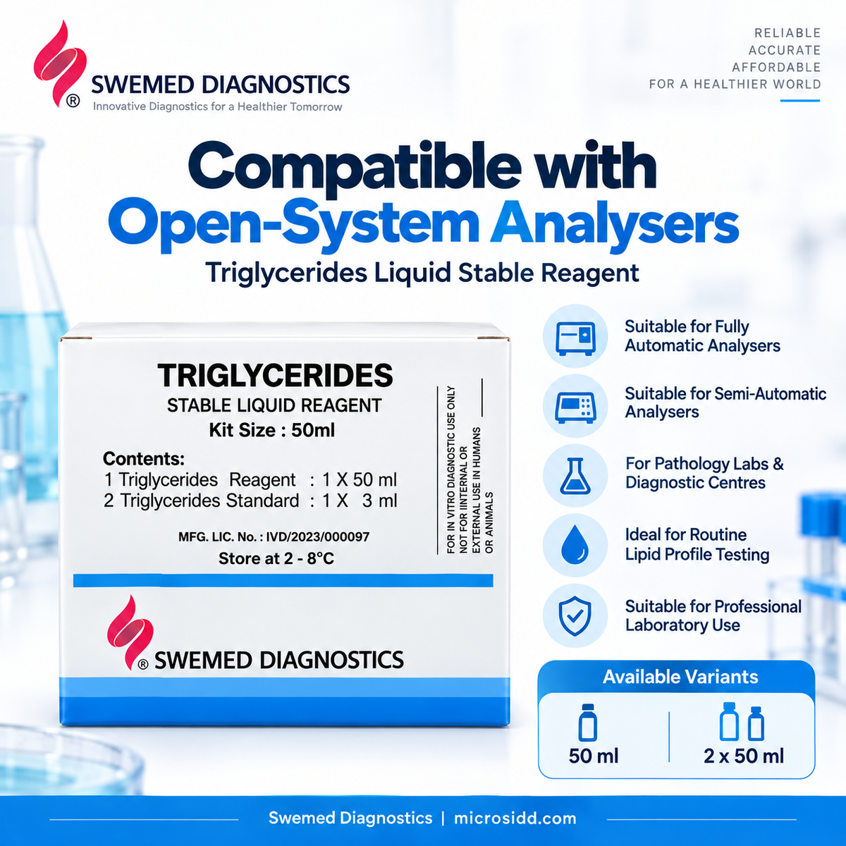 Swemed Triglycerides Reagent 50ml & 2x50ml GPO-PAP Microsidd