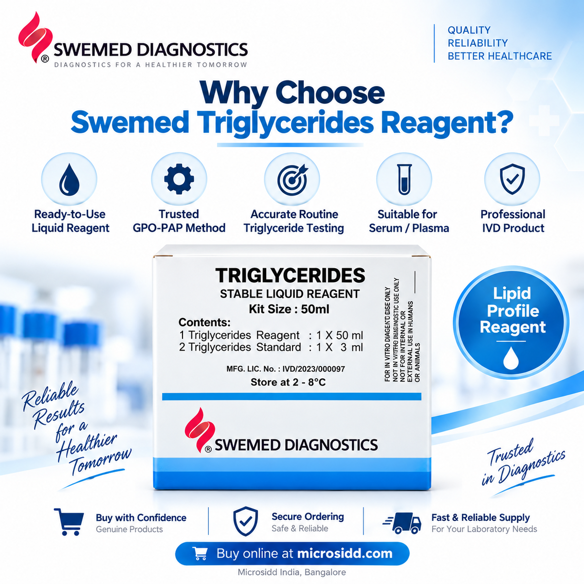 Swemed Triglycerides Reagent 50ml & 2x50ml GPO-PAP Microsidd