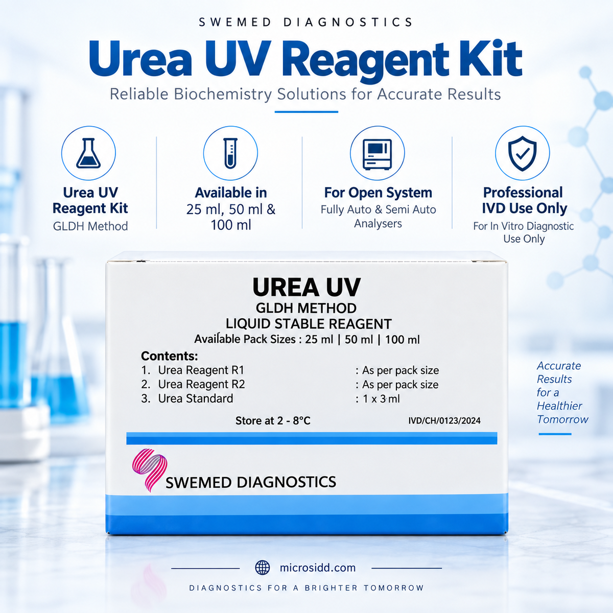Swemed Urea UV Reagent | 25ml, 50ml, 100ml | GLDH Method | Microsidd