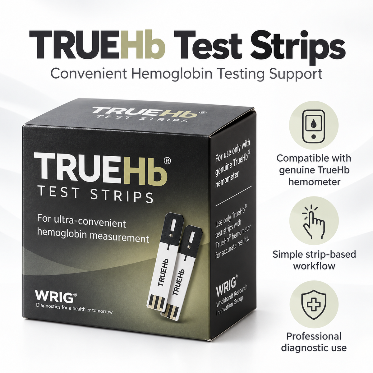 TrueHb Hemoglobin Test Strips 50 | TrueHb Meter | Microsidd