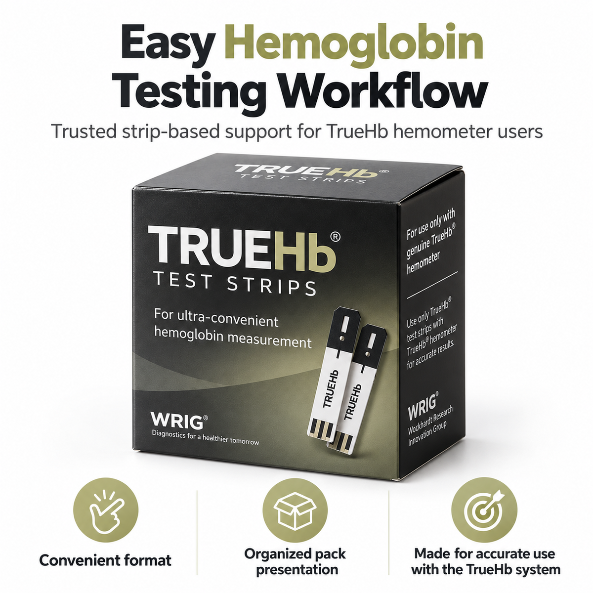 TrueHb Hemoglobin Test Strips 50 | TrueHb Meter | Microsidd